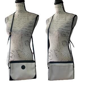 Liz Claiborne Vintage 80's Off White Navy Blue Crossbody Purse
